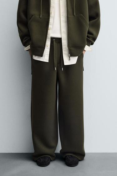 NEOPRENE-EFFECT WIDE-LEG TROUSERS - Dark green by Zara