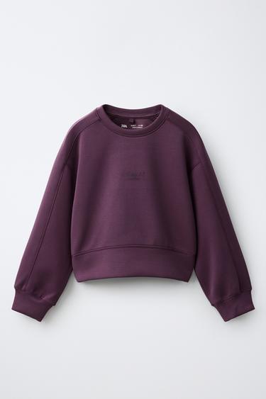 SUDADERA TEXTO RELIEVE SPORTY - Morado de Zara