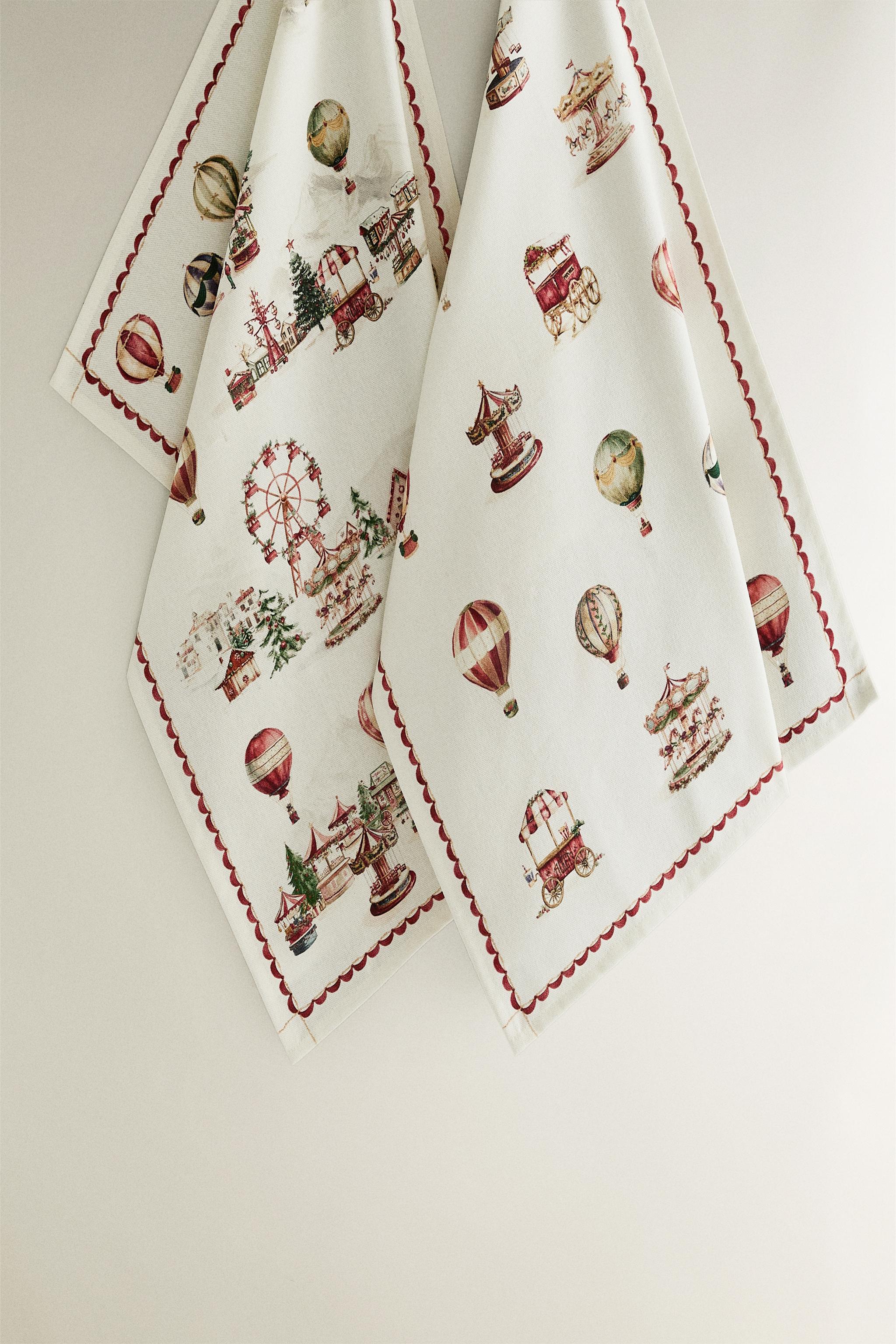 SET OF COTTON CHRISTMAS BALLOON KITCHEN TOWELS (SET OF 2)