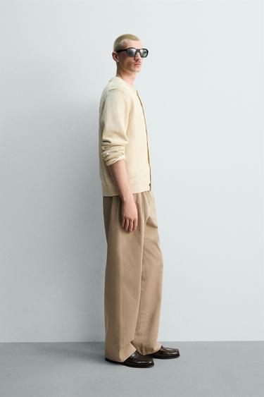 REGULAR FIT COTTON/LINEN CARDIGAN - Light beige by Zara - Image 3