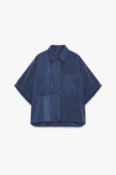 FLOWING SHIRT - Navy blue by Zara - Image 0