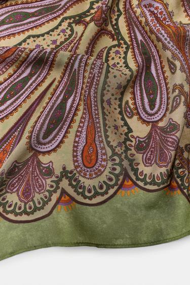 FOULARD EN VISCOSE ET SOIE À IMPRIMÉ CACHEMIRE - Vert de Zara - Image 2