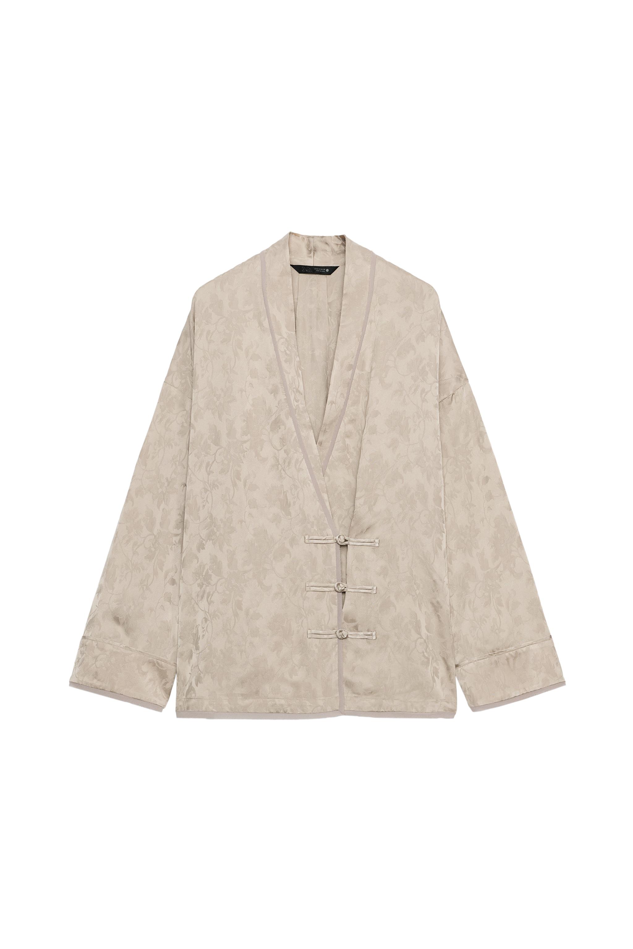 ZW COLLECTION DOUBLE-BREASTED JACQUARD BLAZER - Stone | ZARA Canada