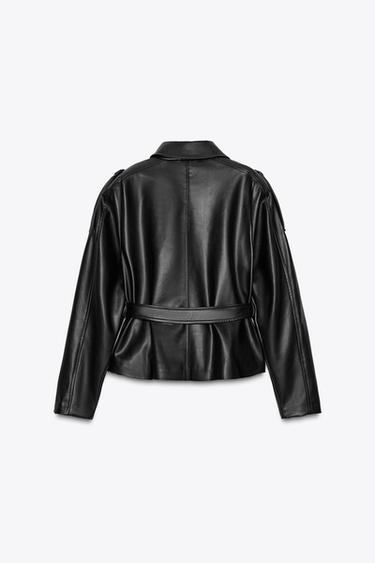 SHORT FAUX LEATHER TRENCH COAT - Black by Zara - Image 1
