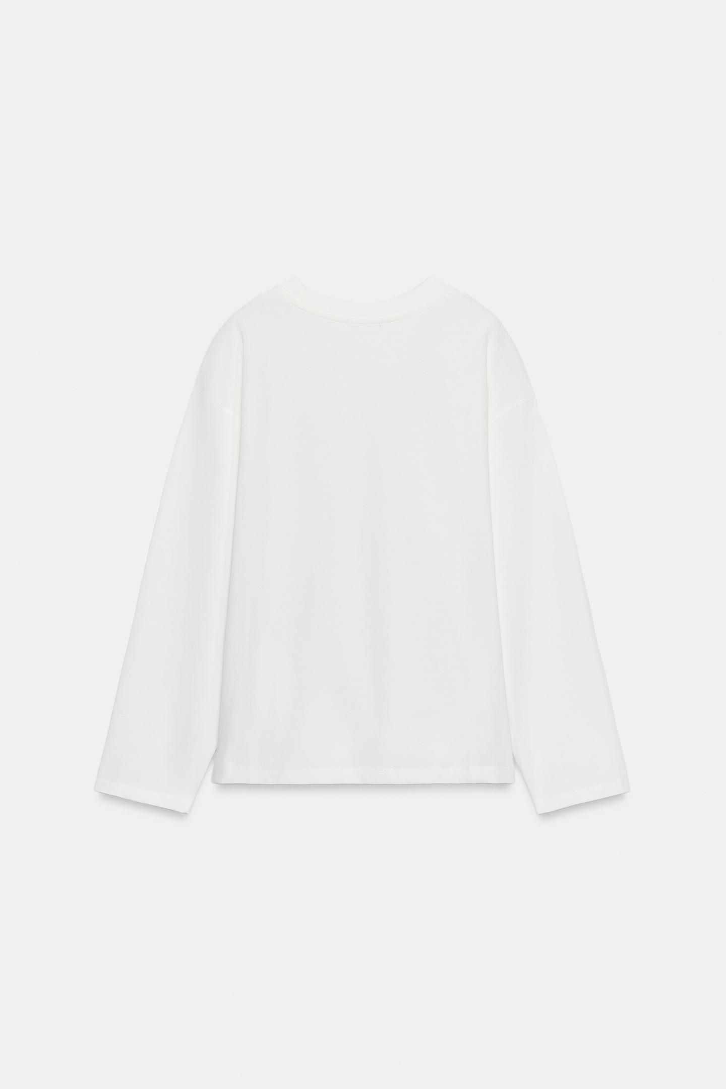 Футболка Zara Embroidered Detail, цвет: Устричный белый — фото 9