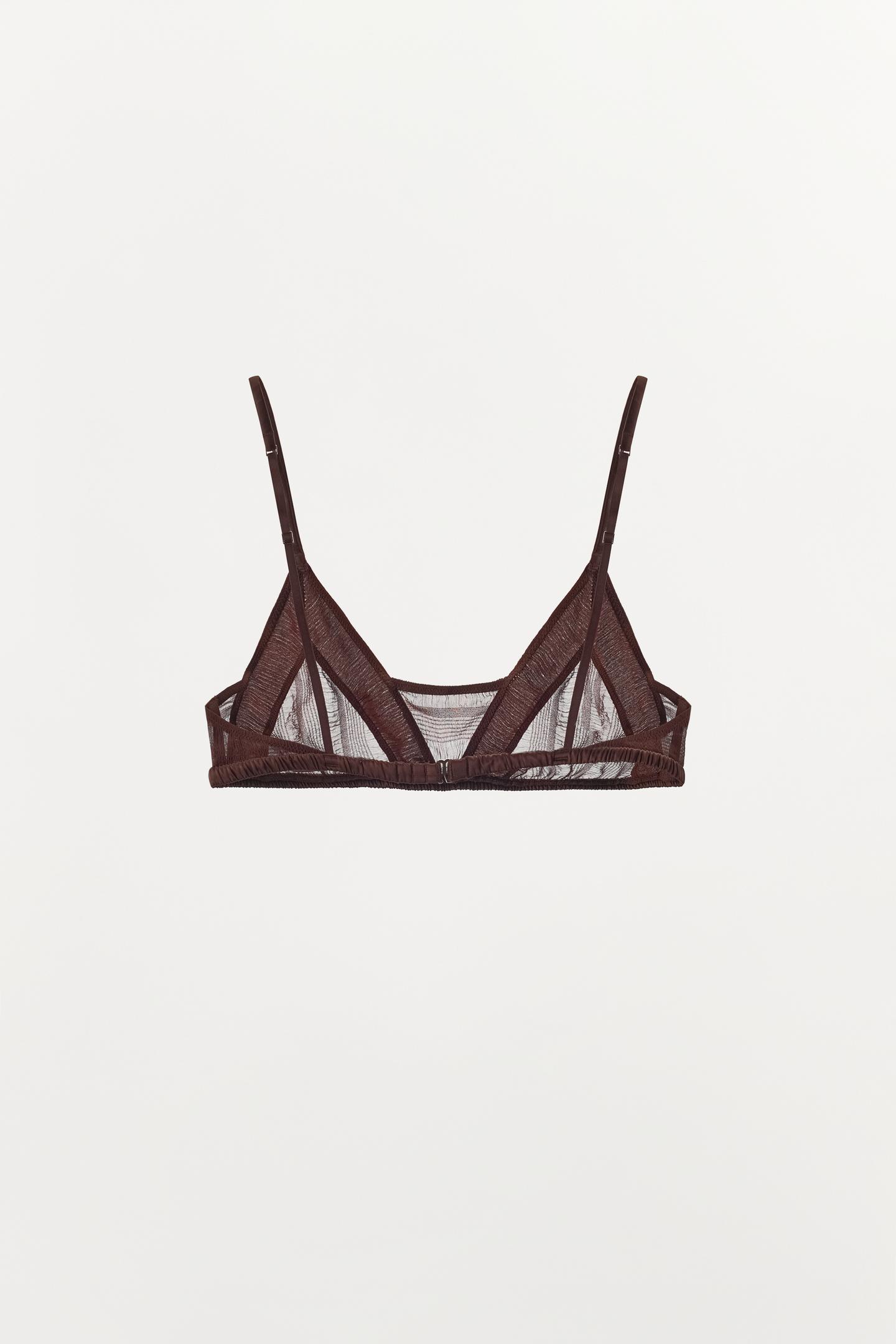 Бра Mixed, шёлк — Zara, цвет: Тёмный коричневый — фото 6