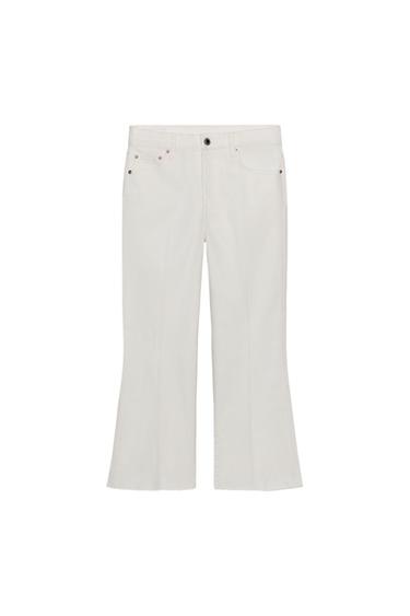 JEANS ZW COLLECTION CROPPED FLARE TIRO MEDIO - Blanco de Zara