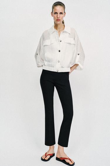 SAFARI BLOUSE WITH ROLLED-UP SLEEVES - White by Zara