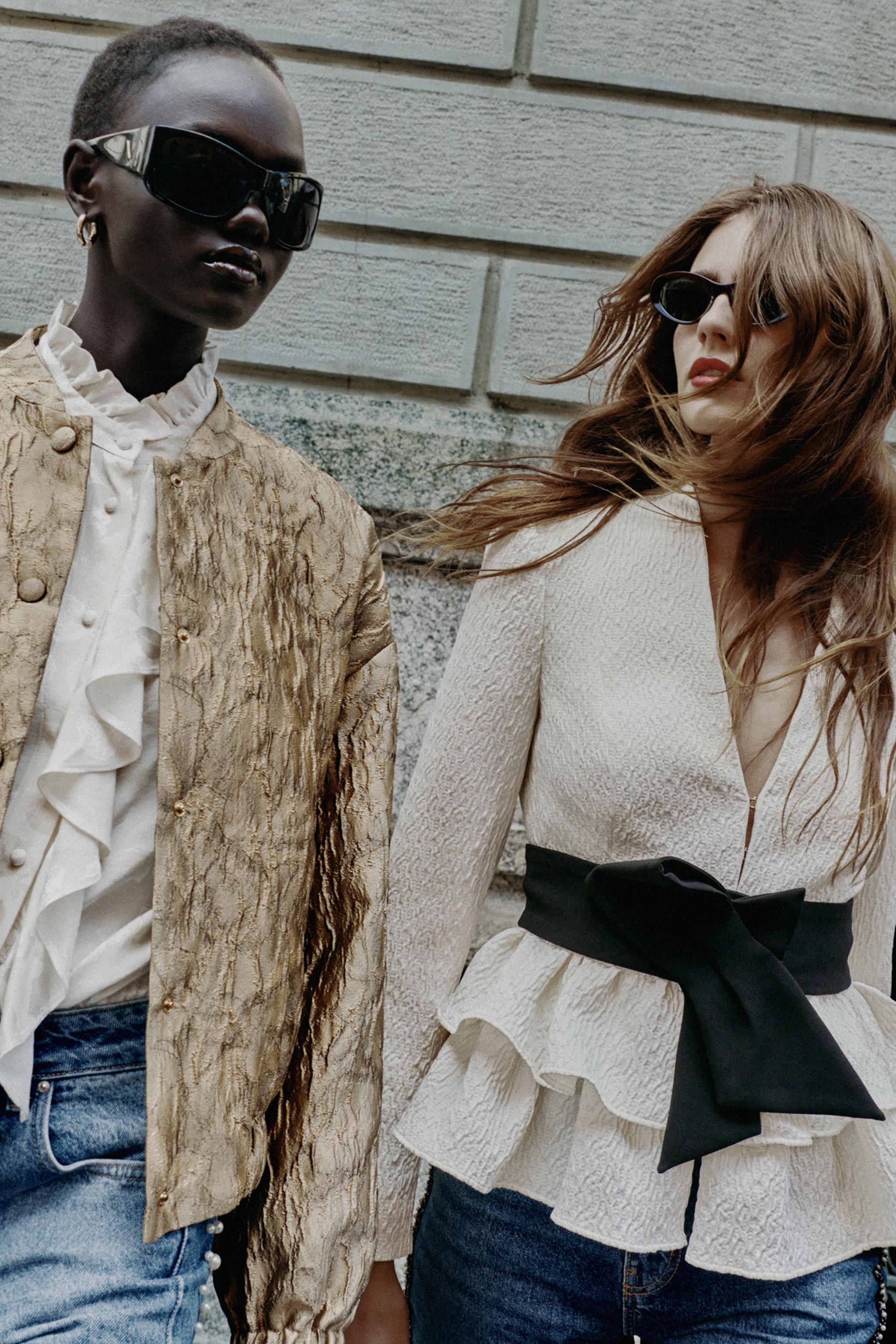 フローラルジャカード ボンバージャケット - ゴールド | ZARA Japan / 日本