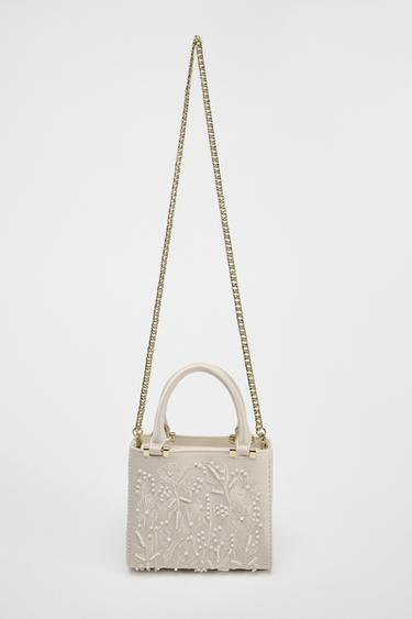 SATIN-EFFECT PEARL HANDBAG - Ecru by Zara - Image 4