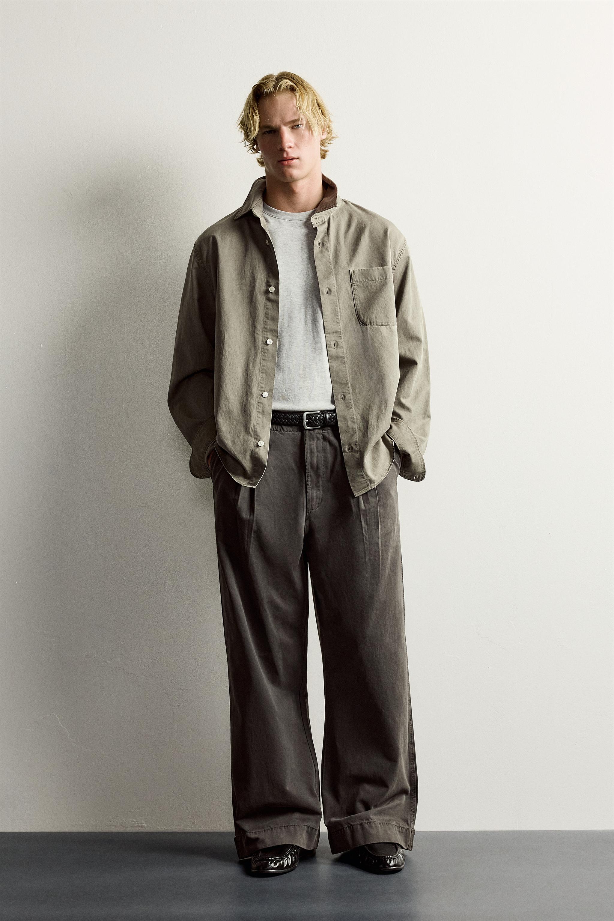 WIDE-FIT CHINO PANTS - Brown | ZARA United States