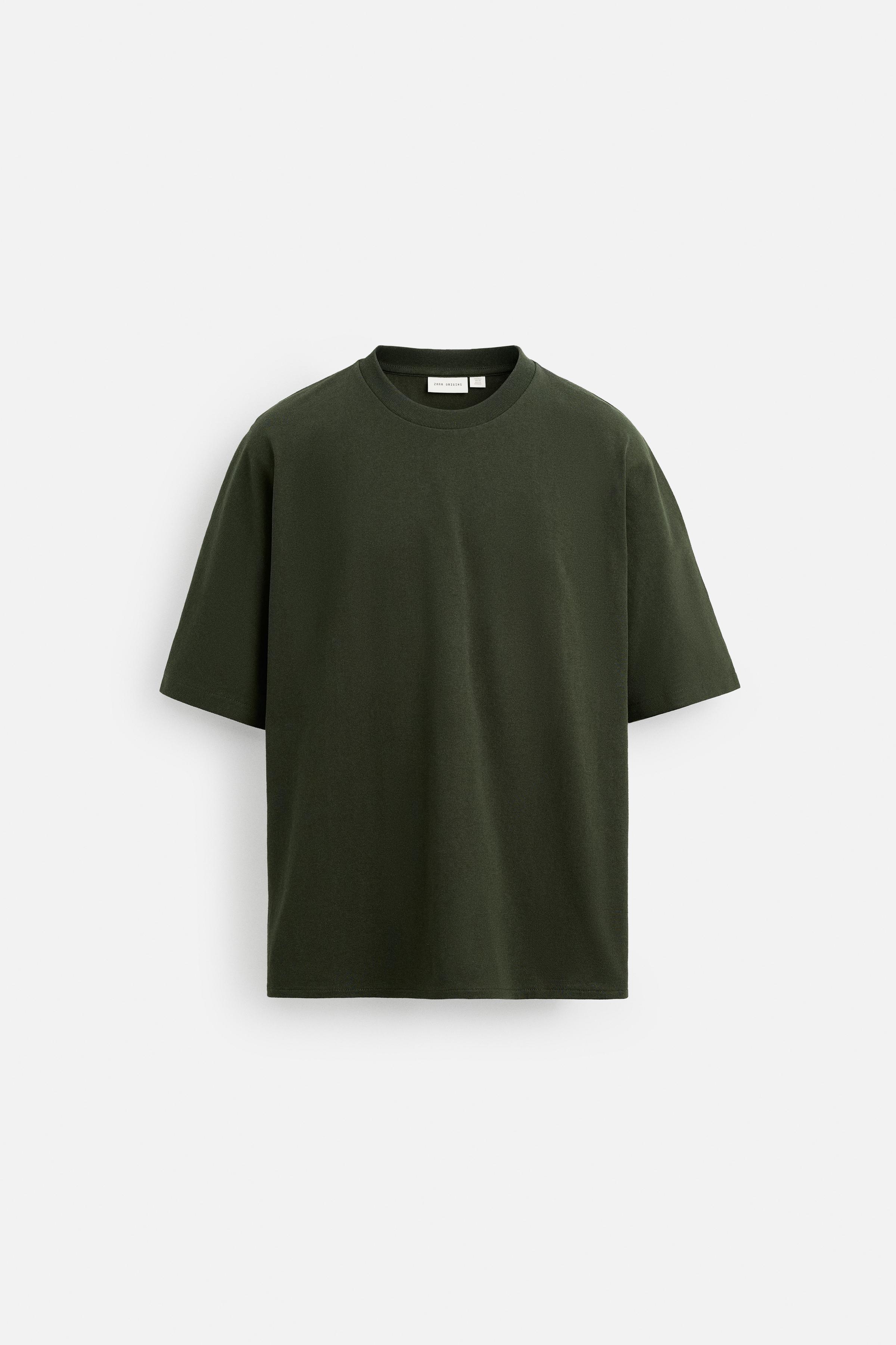 リラックスフィットTシャツ - ダークボトルグリーン | ZARA