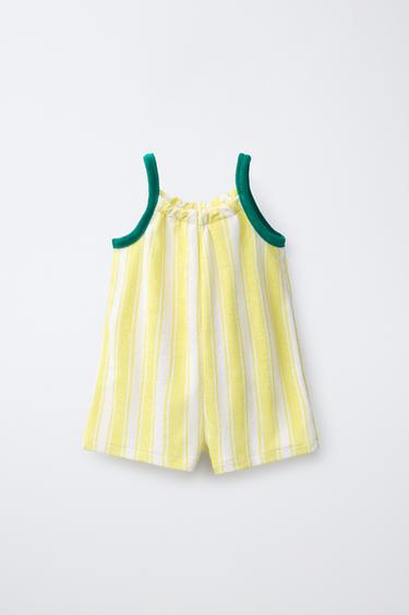 COMBINAISON COURTE EFFET ÉPONGE RAYURES CASA LAWA X ZARA KIDS - Jaune citron de Zara - Image 1