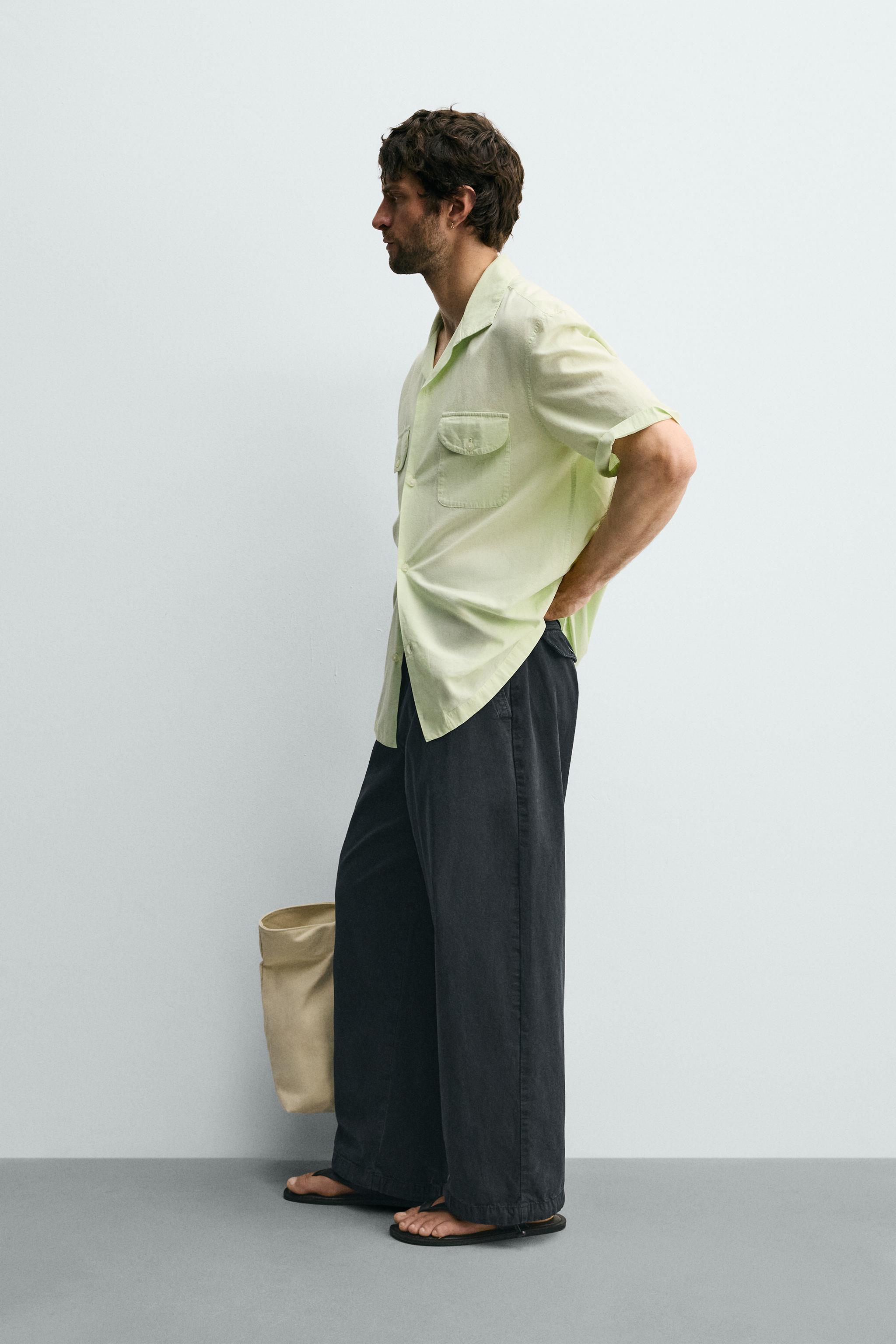 RELAXED FIT PARACHUTE PANTS — Blue gray