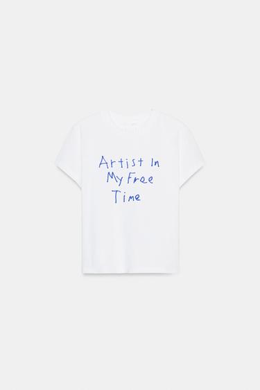 Zara TEXT T-SHIRT - White