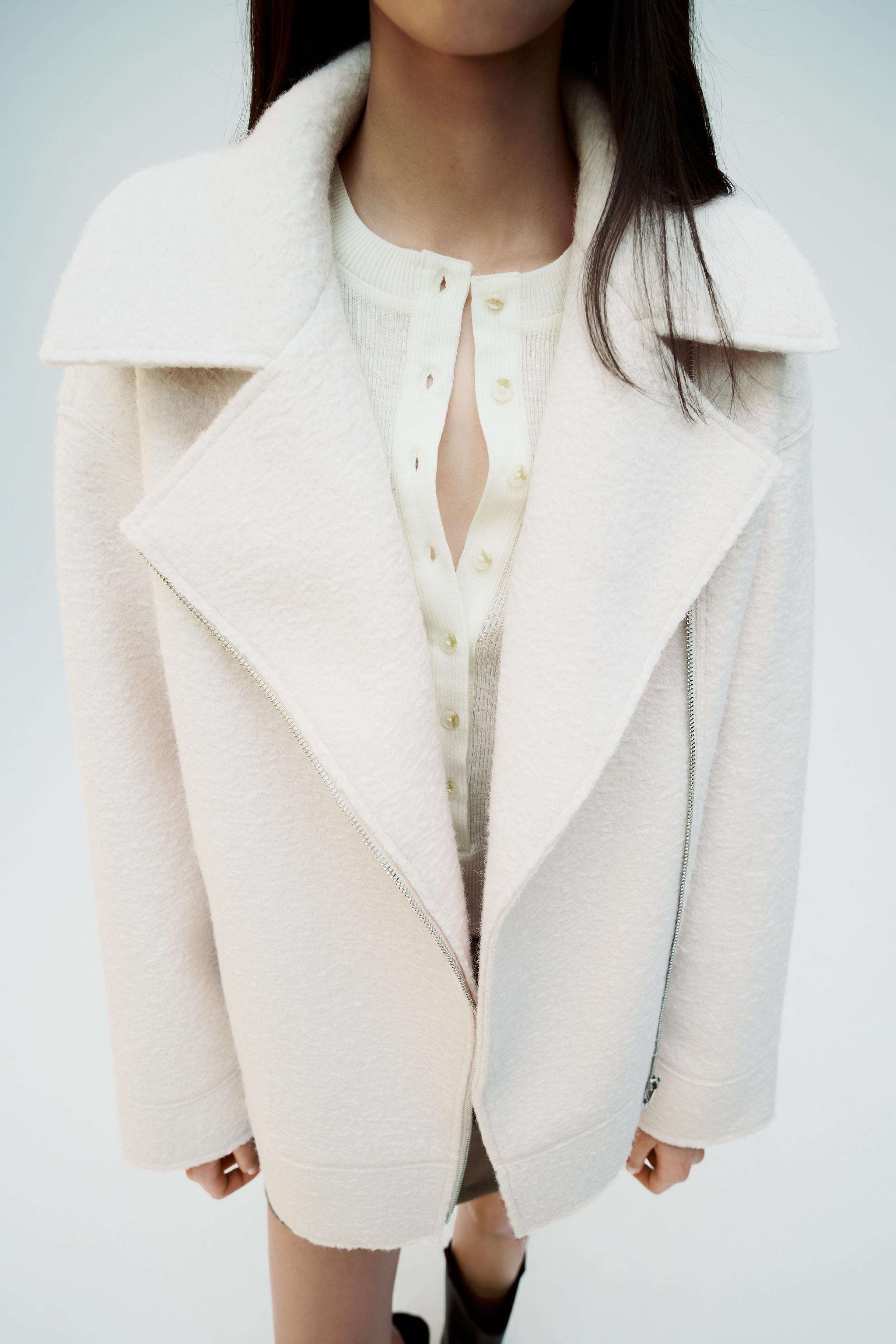 Zara white best sale biker jacket