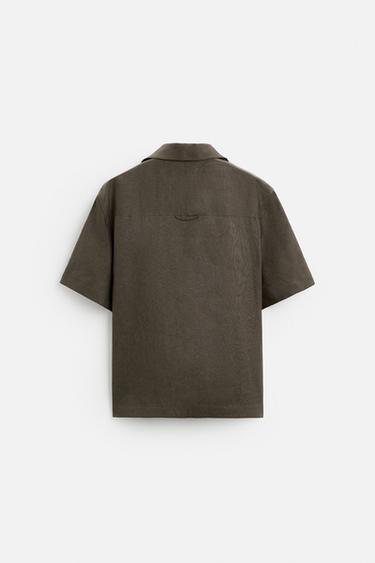 100% LINEN SHIRT - Brown / Taupe by Zara