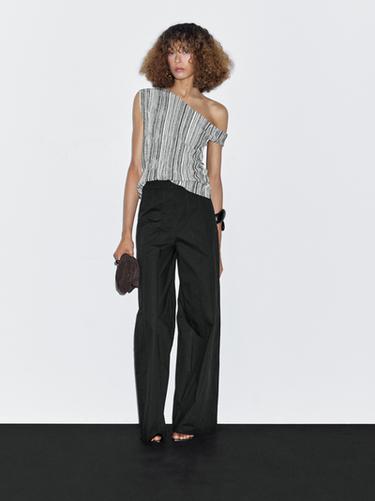 Zara Wide-leg trousers with seam details - Black - Image 0