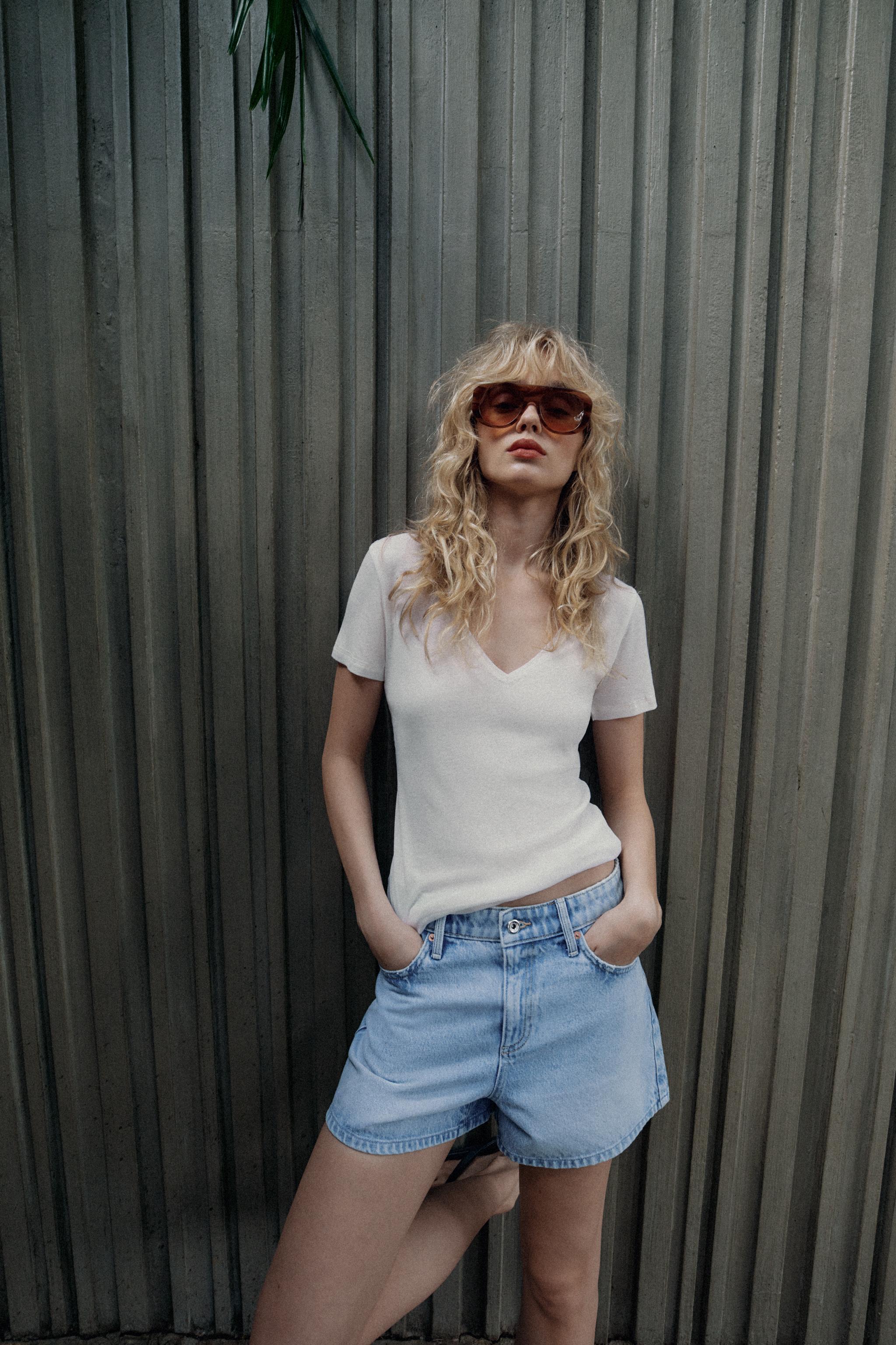 Z1975 ミッドライズマムフィットショートパンツ - ライトブルー | ZARA
