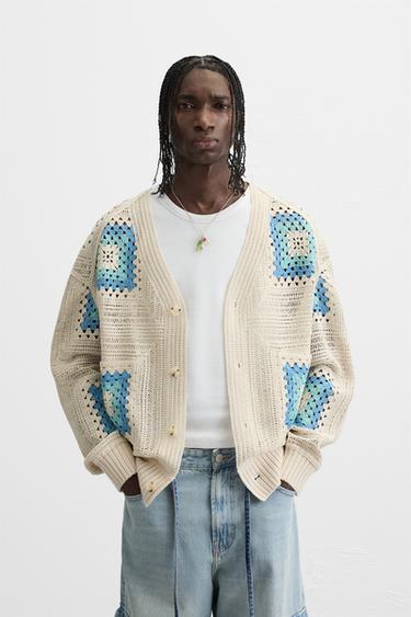 CROCHET CARDIGAN - Sky blue by Zara