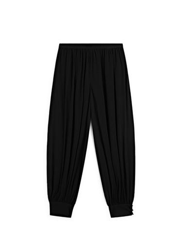 Zara Semi-sheer sarouel trousers with button details - Black
