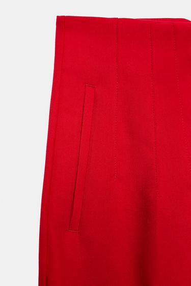 PANTALON TAILLE HAUTE - Rouge vif de Zara - Image 8
