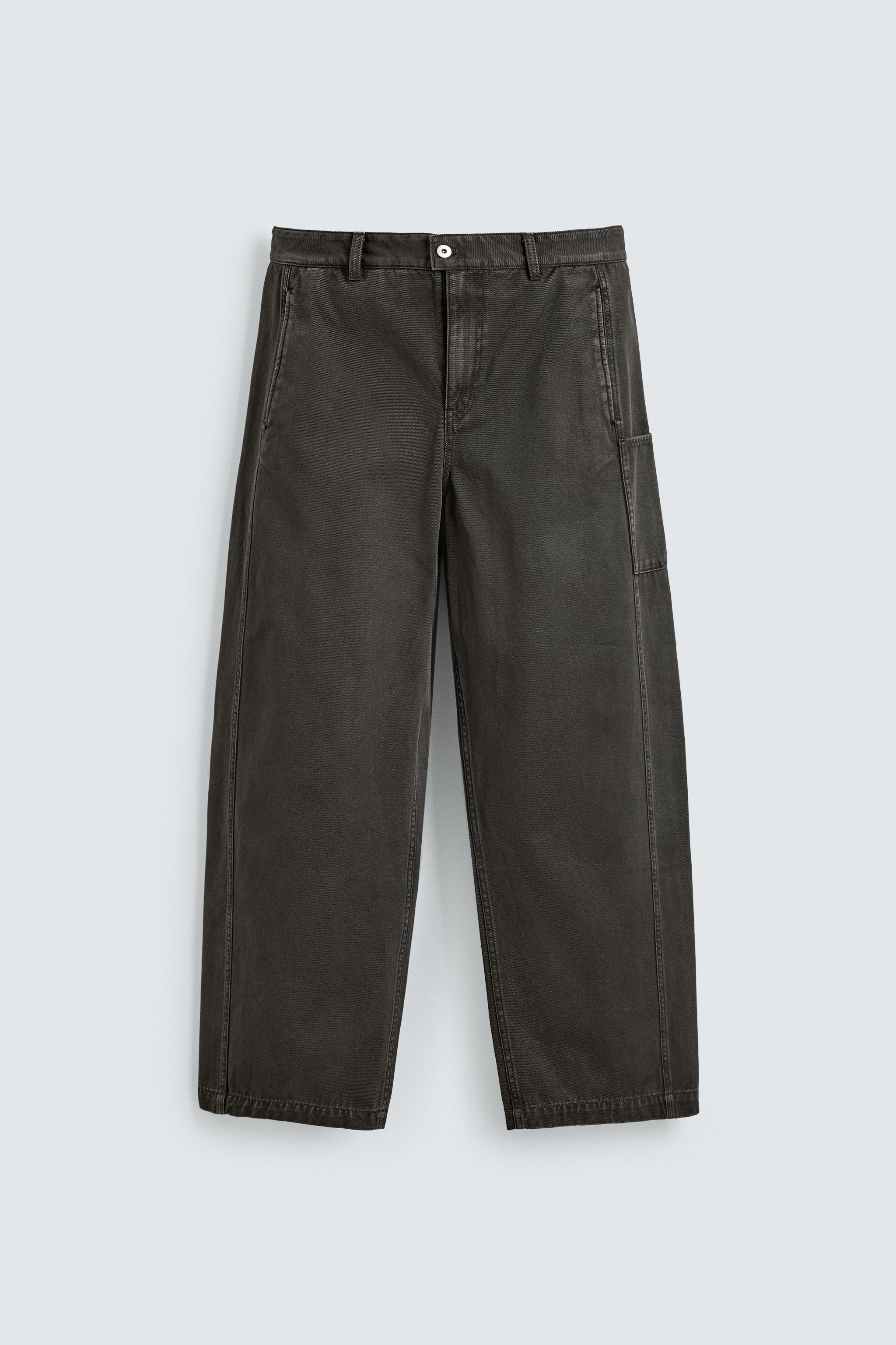 ウォッシュ加工ワイドレッグパンツ - カーキマール | ZARA Japan / 日本