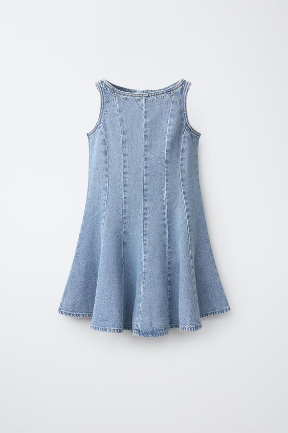 VESTIDO DENIM TACHAS ESTRELLAS - Azul de Zara - Imagen 0