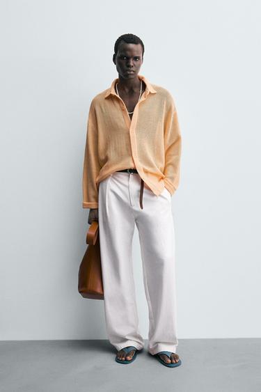 Zara OPEN WEAVE SHIRT - Tangerine - Image 0