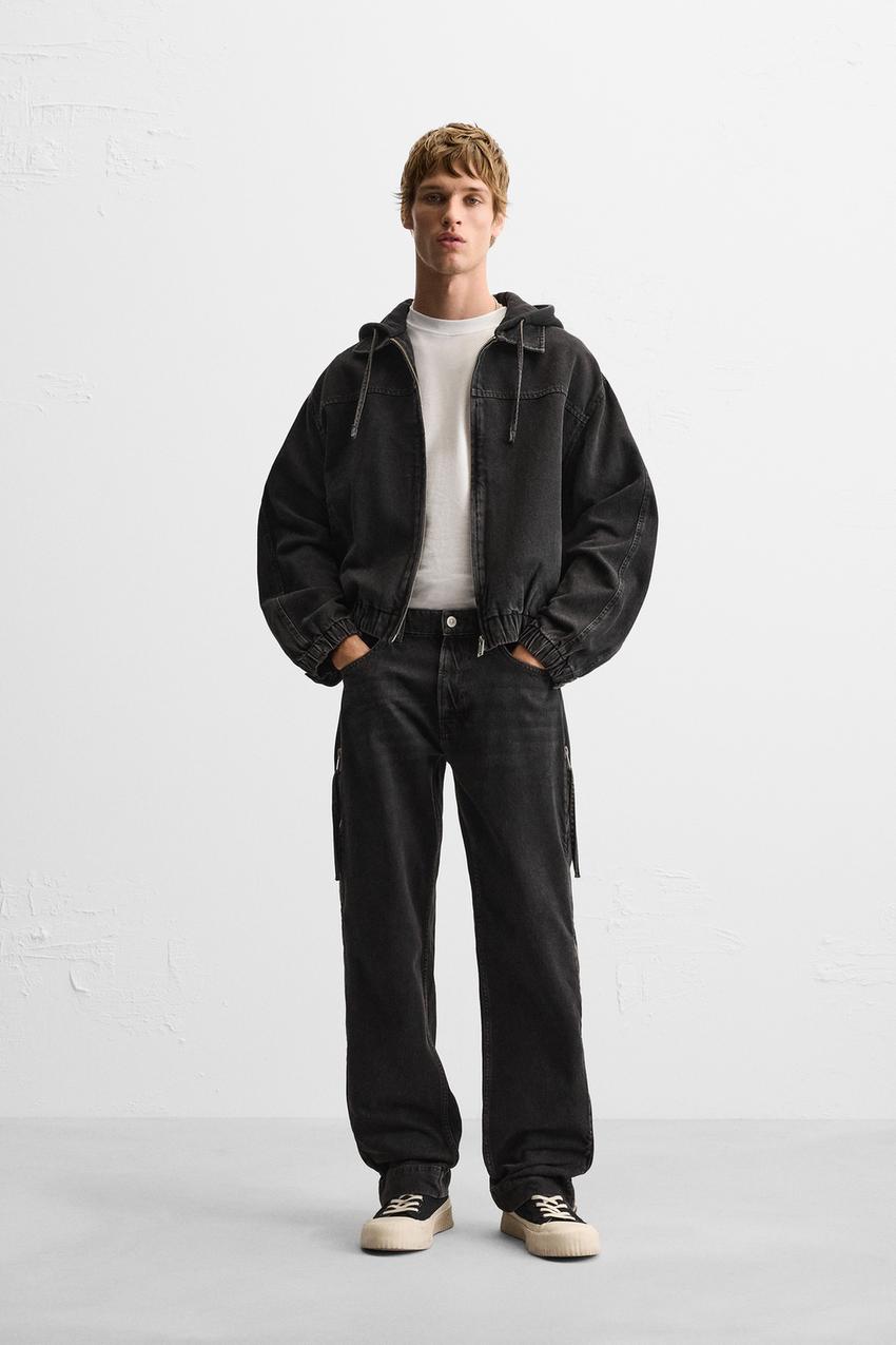 フード デニムジャケット - ブラック | ZARA Japan / 日本