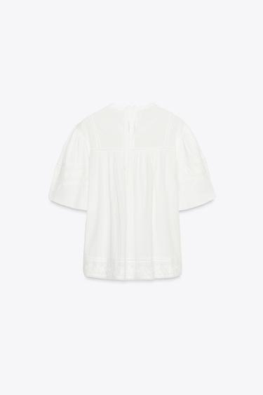 BLOUSE ROMANTIQUE BRODÉE ZW COLLECTION - Blanc cassé de Zara - Image 5