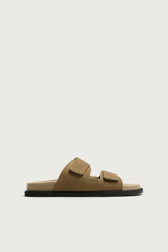 SANDALIA PIEL DOBLE TIRA - Beige de Zara - Imagen 0