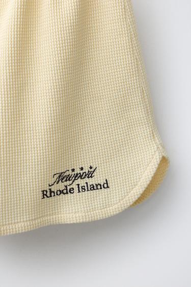 BERMUDA WAFFLE À INSCRIPTION - Jaune de Zara - Image 3