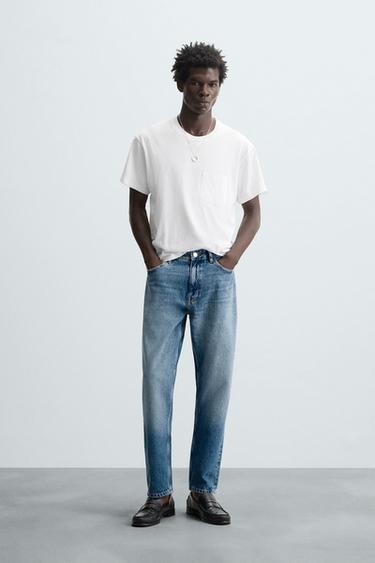 SLIM FIT TAPERED JEANS - Mid-blue by Zara