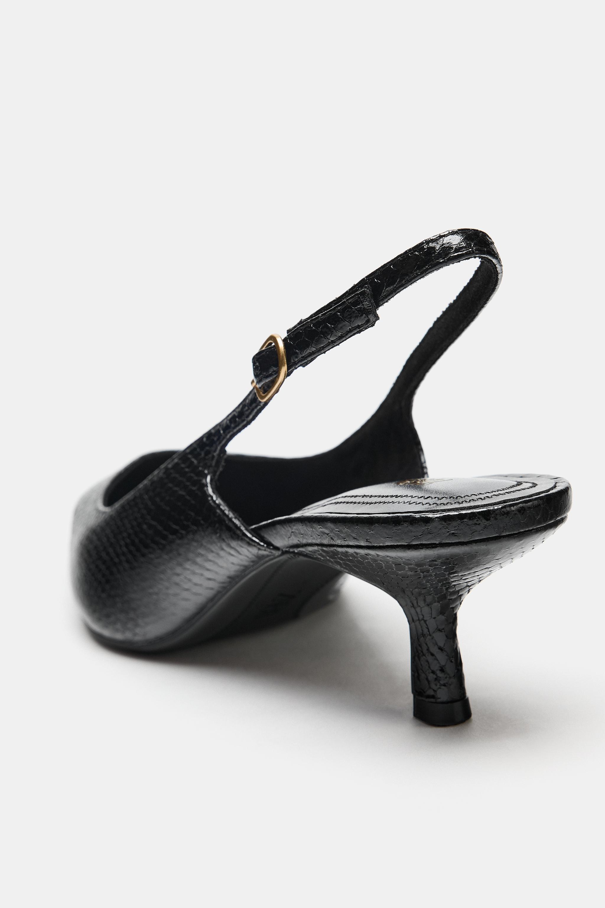 Женские туфли Zara TEXTURED SLINGBACK HEELS — фото 6