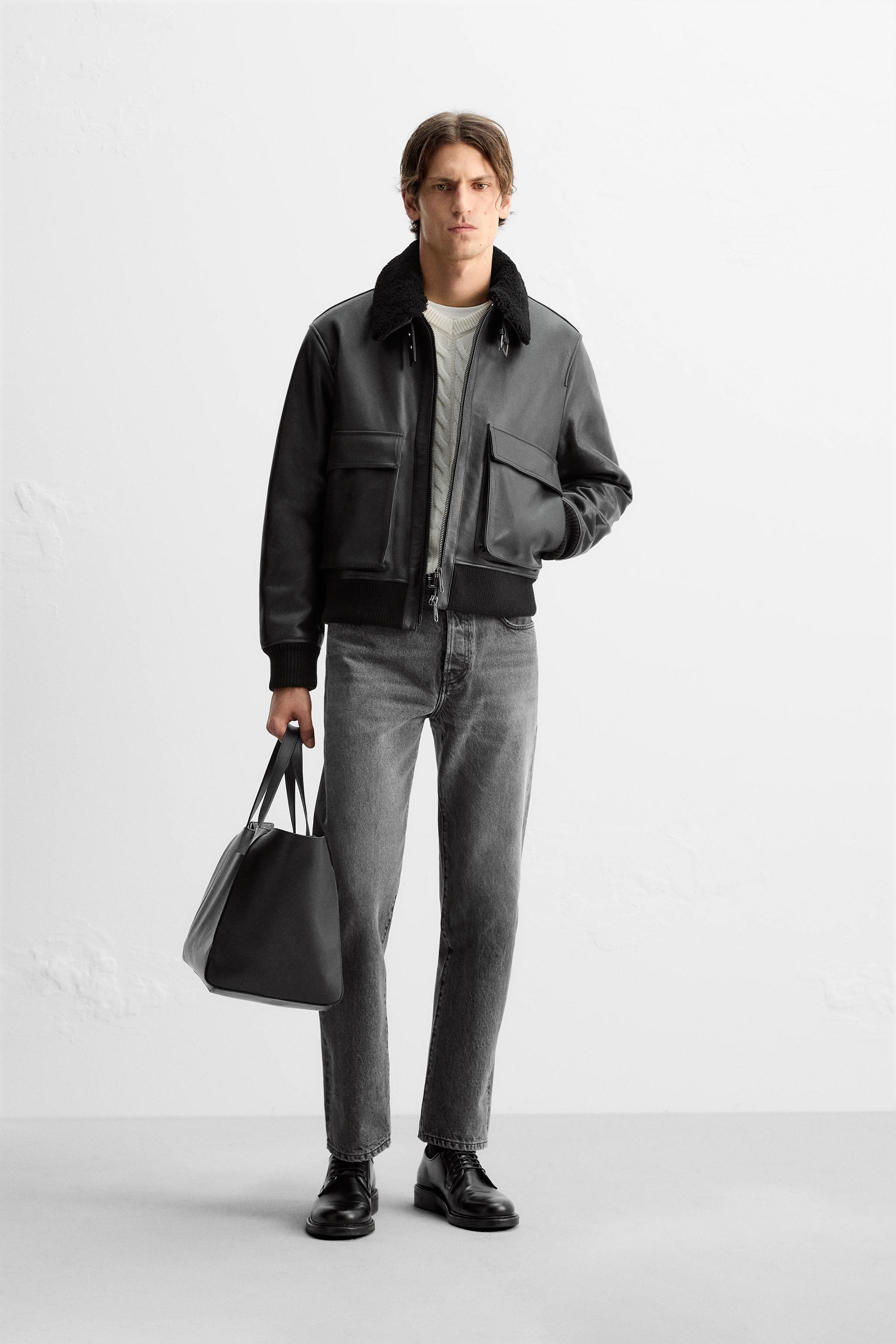 Black aviator jacket zara online