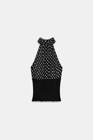 TOP HALTER À POIS - Blanc / Noir de Zara - Image 6