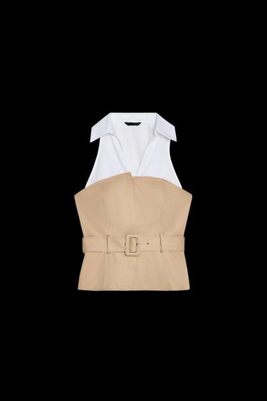 KOMBINIERTES NECKHOLDER-TOP - Hellbraun von Zara - Bild 0