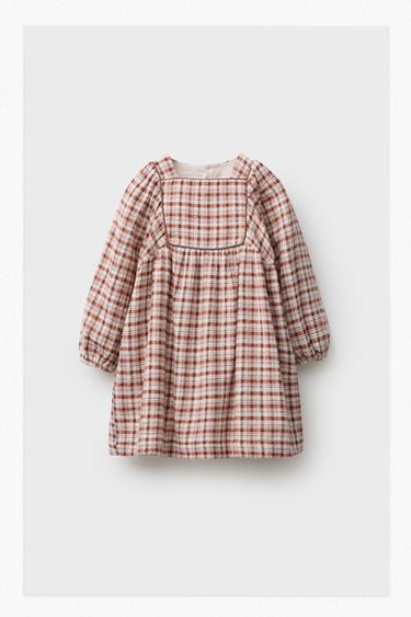 ROBE À CARREAUX - rouille-foncé de Zara