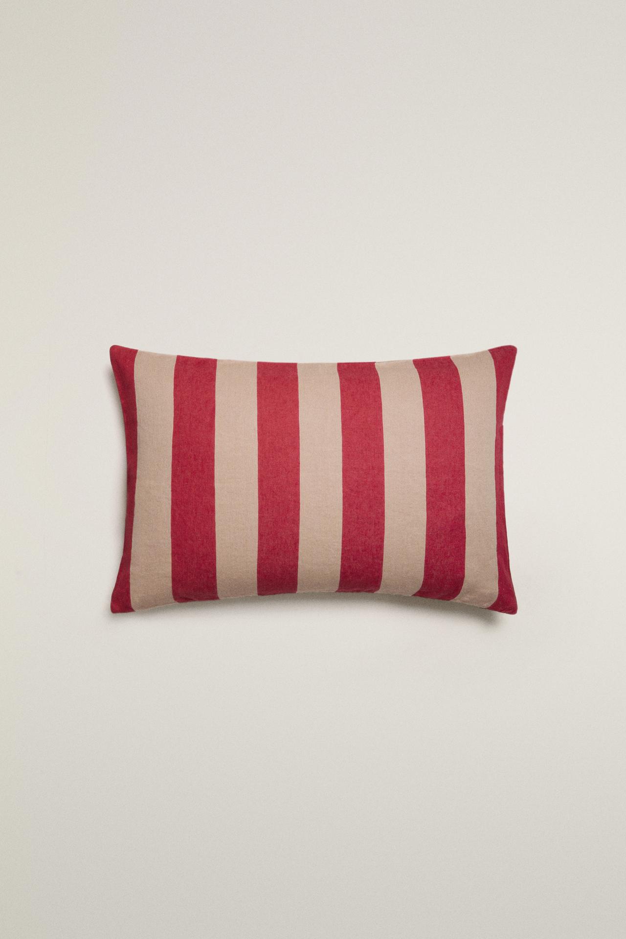 STRIPED LINEN CUSHION COVER | KATHARINE POLE — Red