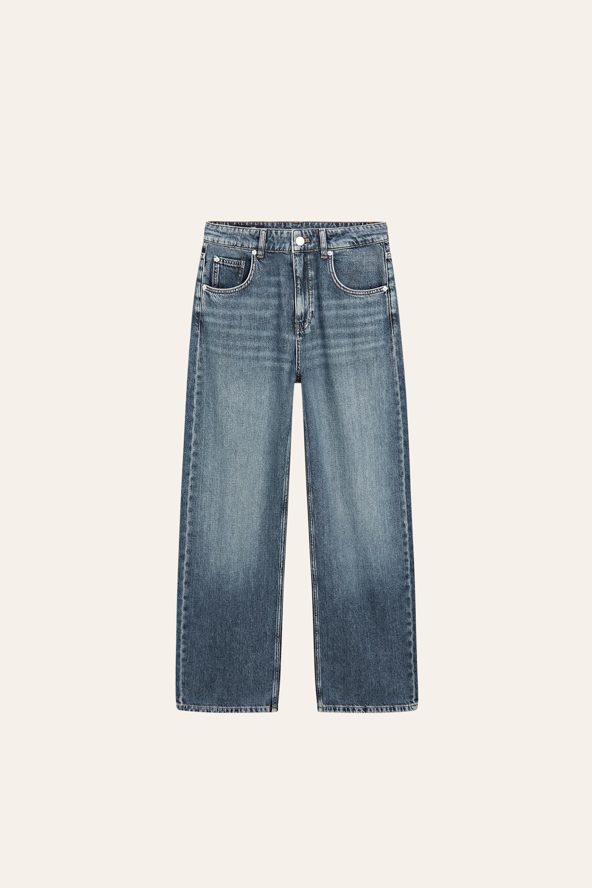 Mid-waist barrel fit jeans — Mid-blue