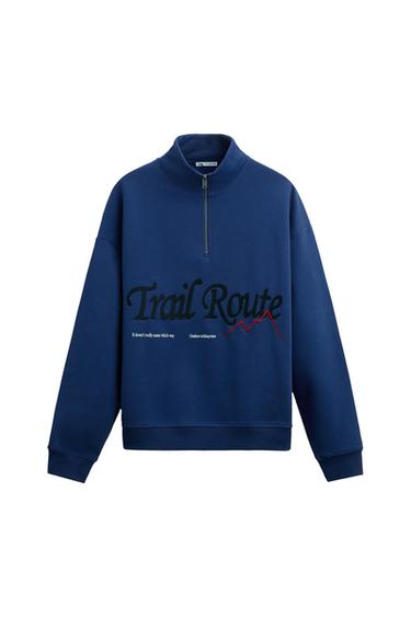 EMBROIDERED QUARTER ZIP SWEATSHIRT