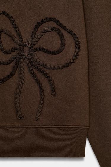 EMBOSSED BOW SWEATSHIRT - Brown by Zara - Image 6