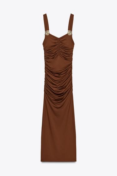 SHELL POLYAMIDE DRESS - Brown by Zara - Image 6