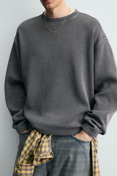 SWEAT STRUCTURÉ DÉLAVÉ - Bleu délavé de Zara - Image 4