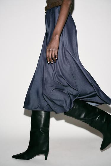 CONTRAST MIDI DRESS WITH BELT - Brown by Zara - Image 5
