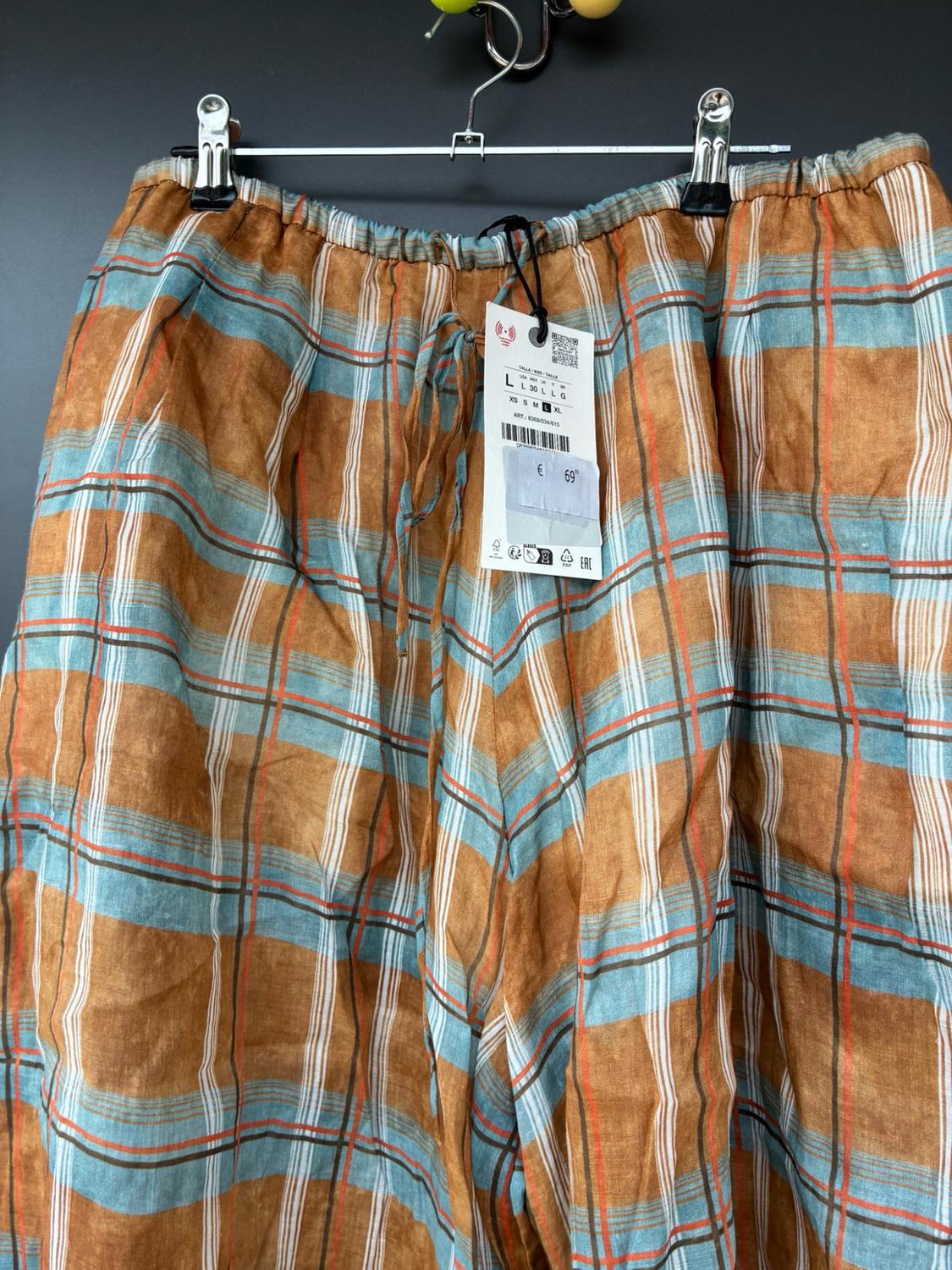 ZW COLLECTION RAMIE CHECK BALLOON TROUSERS - Image 2