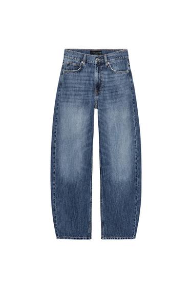 Z1975 ハイウエストバレルデニムパンツミディアムブルーZaraのZ1975 ハイウエストバレルデニムパンツ - ミディアムブルー