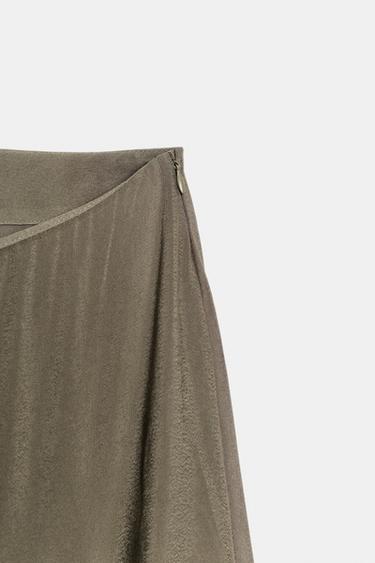 JUPE FLUIDE À GODETS EN DENTELLE - Kaki foncé de Zara - Image 8