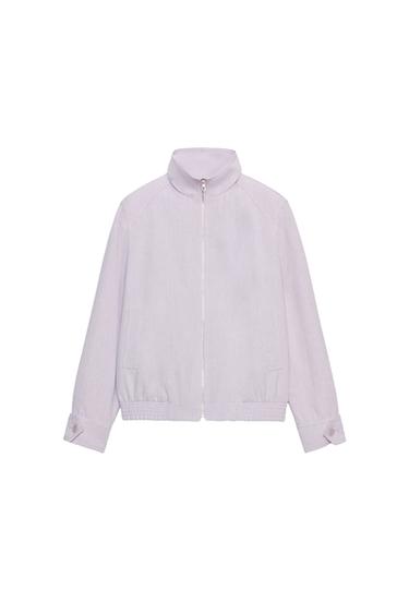 Zara LINEN BLEND BOMBER JACKET ZW COLLECTION - Mauve